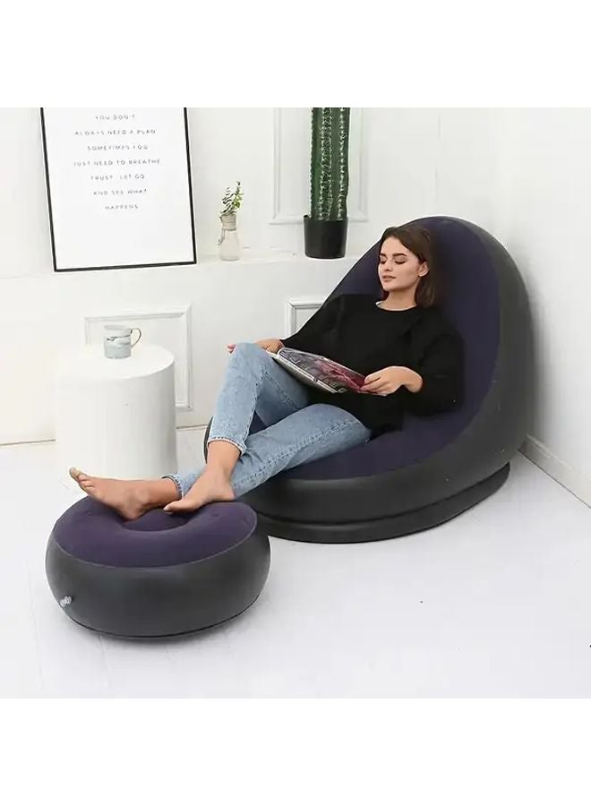 Coffee Color Inflatable Sofa With Foot Pump Portable Space Saving Comfortable For All Seasons - Image 4
